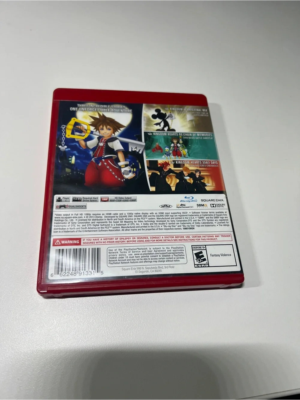 Sony PS3 Kingdom Hearts II Red Case with Colorful Cover Art